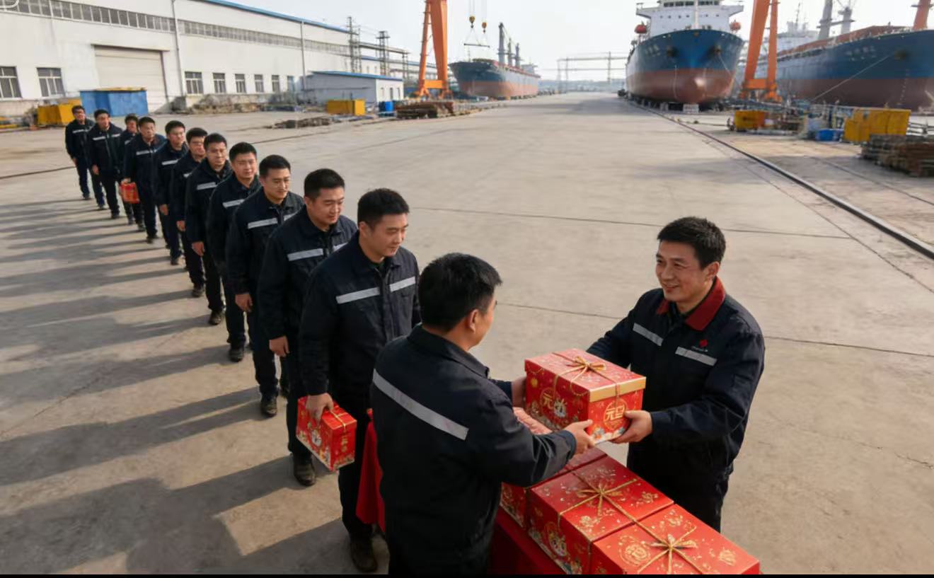 海中洲船业向全体员工发放元旦节日福利