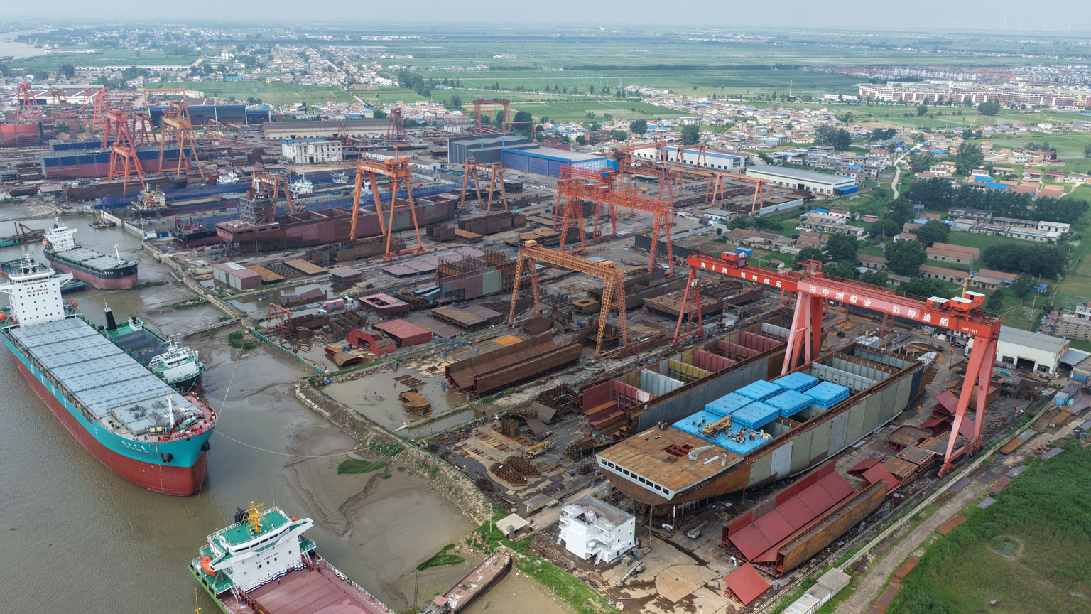 Aerial view of Haizhongzhou vessel production area